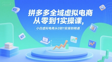 拼多多全域虚拟电商从零到1实操课，小白虚拟电商从0到1实操到精通-财兔窝项目网