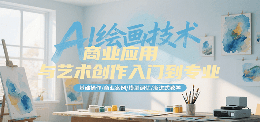 AI绘画技术商业应用与艺术创作入门到专业，基础操作/商业案例/模型调优/渐进式教学-财兔窝项目网