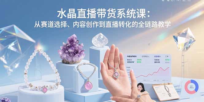 水晶直播带货系统课：从赛道选择、内容创作到直播转化的全链路教学-财兔窝项目网