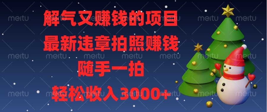 解气又赚钱的项目，最新违章拍照赚钱，随手一拍，轻松收入3000+-财兔窝项目网