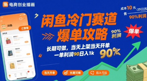 闲鱼冷门赛道爆单攻略，长期可做，当天上架当天开单，一单利润90% 利润，日入1k【揭秘】-财兔窝项目网