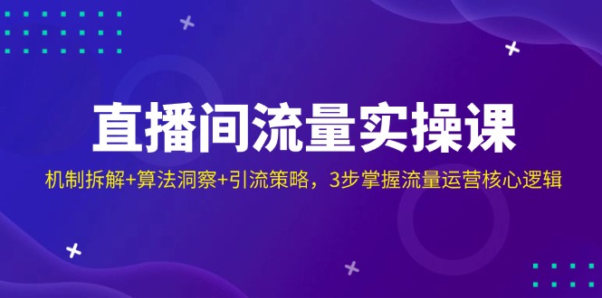 直播间流量实操课：机制拆解+算法洞察+引流策略，3步掌握流量运营核心逻辑-财兔窝项目网