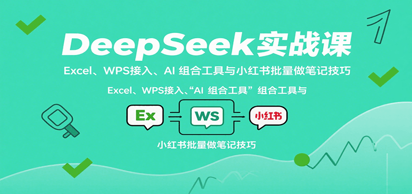 DeepSeek实战课：Excel、WPS接入、AI 组合工具与小红书批量做笔记技巧-财兔窝项目网