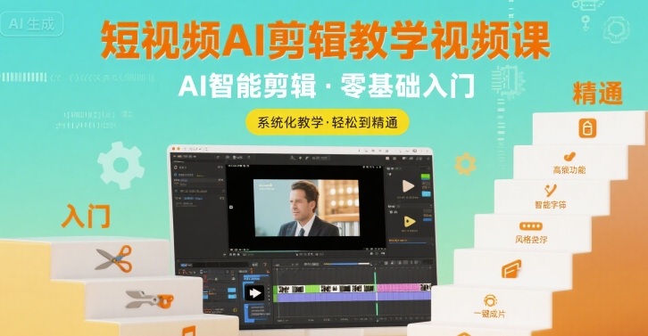 短视频AI剪辑教学视频课，入门到精通-财兔窝项目网