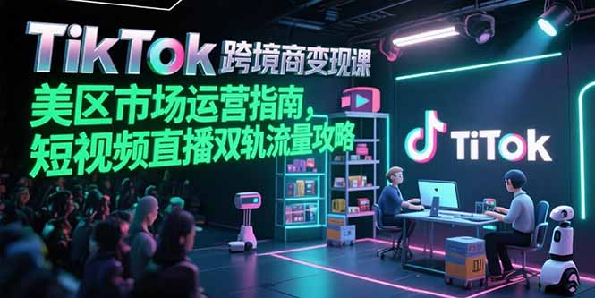 TikTok跨境电商变现课，美区市场运营指南，短视频直播双轨流量攻略-财兔窝项目网