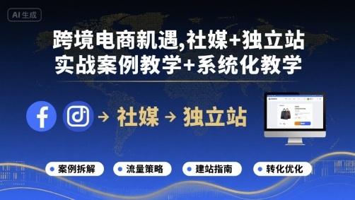 跨境电商新机遇，社媒+独立站，实战案例教学+系统化教学-财兔窝项目网
