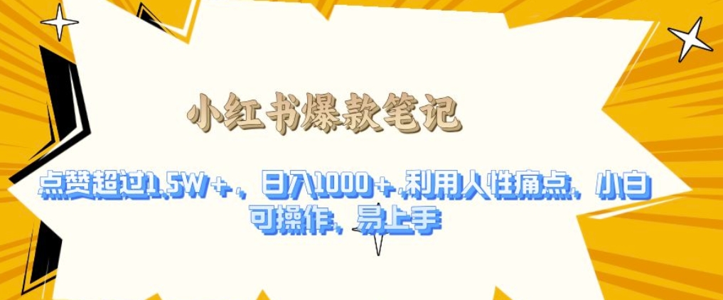 利用人性的痛点，打造爆款笔记，获得点赞超过1.5W+，日入1k【揭秘】-财兔窝项目网