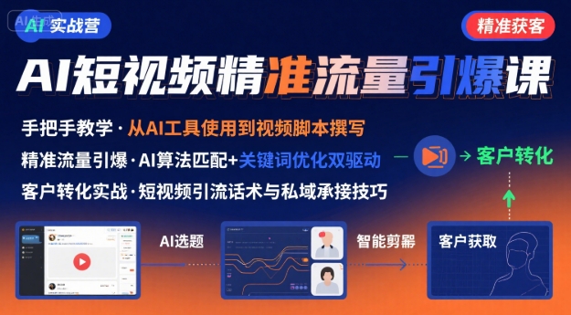 AI+短视频引爆精准客户实战营，手把手教你引爆Ai短视频精准流量-财兔窝项目网