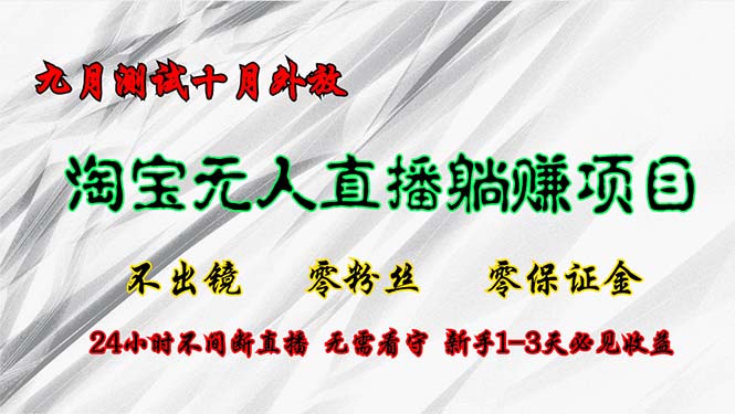 淘宝无人直播最新玩法，九月测试十月外放，不出镜零粉丝零保证金，24小…-财兔窝项目网