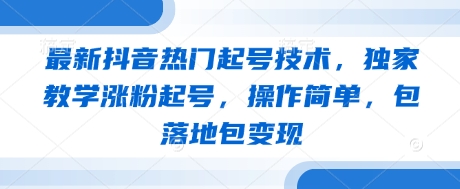 最新抖音热门起号技术，独家教学涨粉起号，操作简单，包落地包变现-财兔窝项目网