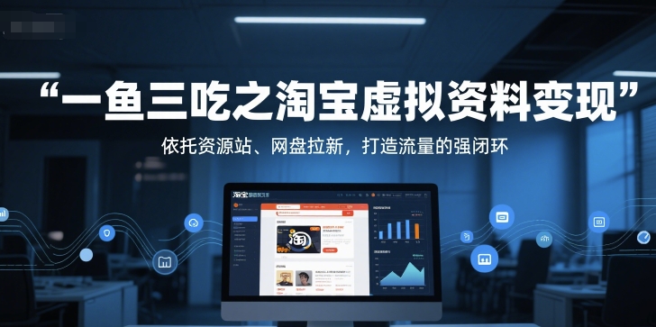 一鱼三吃之淘宝虚拟资料变现，依托资源站、网盘拉新，打造流量的强闭环-财兔窝项目网