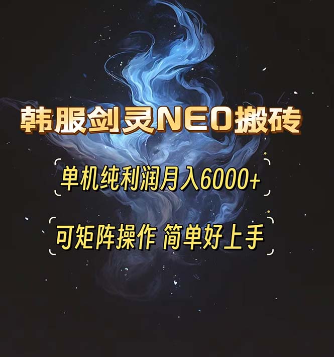 韩服剑灵NEO搬砖攻略，单机纯利润月入6000+ 可矩阵操作，简单好上手。-财兔窝项目网