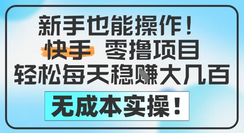新手也能操作，快手零撸挣米，轻松每天挣2-5张，完全无成本-财兔窝项目网