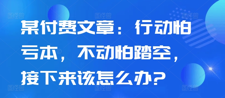 某付费文章：行动怕亏本，不动怕踏空，接下来该怎么办?-财兔窝项目网