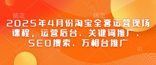 2025年4月份淘宝全套运营现场课程，运营后台、关键词推广、SEO搜索、万相台推广-财兔窝项目网