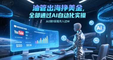 油管出海挣美金，全部通过AI自动化实操，从0到1实现月入过W-财兔窝项目网