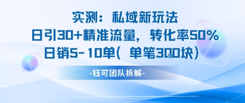 实测私域新玩法日引30加精准流量转化率50%日销5-10单每笔3张-财兔窝项目网
