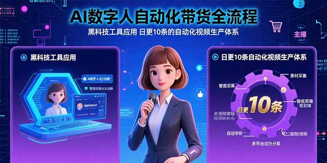 AI数字人自动化带货全流程：黑科技工具应用 日更10条的自动化视频生产体系-财兔窝项目网