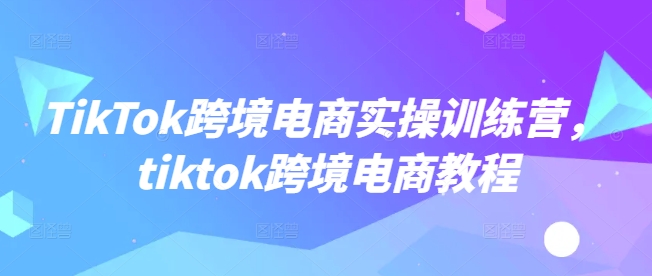 TikTok跨境电商实操训练营，tiktok跨境电商教程-财兔窝项目网