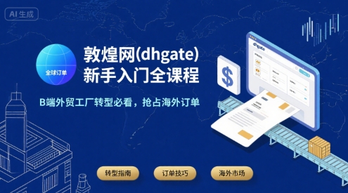 敦煌网(dhgate)新手入门全课程，B端外贸工厂转型必看，抢占海外订单-财兔窝项目网