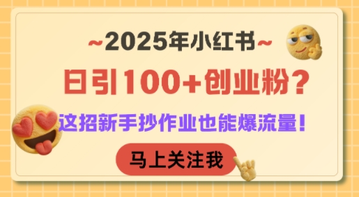 2025年小红书日引100+创业粉？这招新手抄作业也能爆流量！-财兔窝项目网