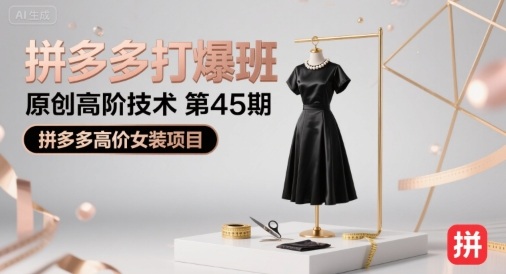拼多多打爆班原创高阶技术第45期，拼多多高价女装项目-财兔窝项目网