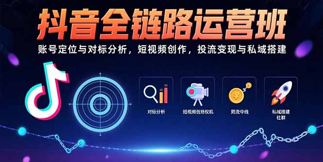 抖音全链路运营班：账号定位与对标分析，短视频创作，投流变现与私域搭建-财兔窝项目网