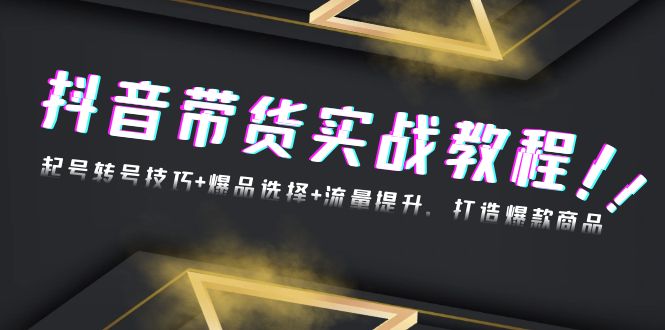 抖音带货实战教程：起号转号技巧+爆品选择+流量提升，打造爆款商品-财兔窝项目网