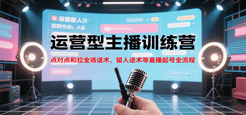 运营型主播训练营，点对点和拉全场话术，留人话术等直播起号全流程(更新7月)-财兔窝项目网