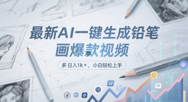 最新AI一键生成铅笔画爆款视频，多平台分发，日 入1k+，小白轻松上手【揭秘】-财兔窝项目网