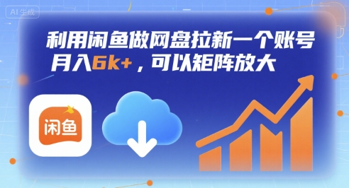 利用闲鱼做网盘拉新一个账号，月入6k+，可以矩阵放大-财兔窝项目网