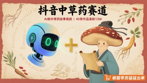 抖音中草药赛道，用AI做中草药故事视频，45条作品涨粉13W，橱窗带货猛猛出单-财兔窝项目网