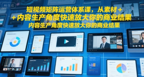 短视频矩阵运营体系课，从素材+内容生产角度快速放大你的商业结果-财兔窝项目网