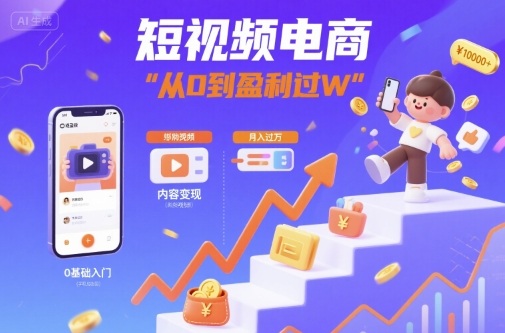 短视频电商：短视频变现从0到盈利过W-财兔窝项目网