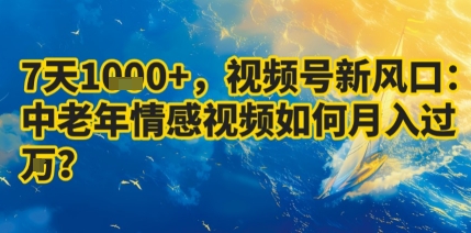 7天收益1k+，视频号新风口：中老年情感视频如何月入过W?-财兔窝项目网