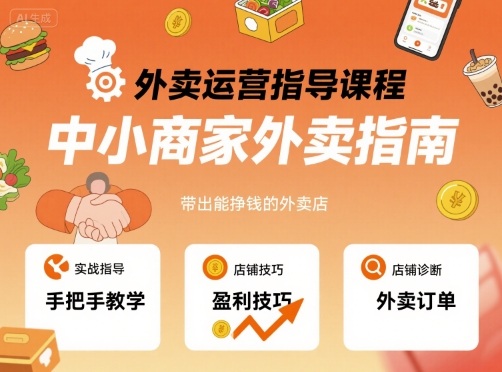 外卖运营指导课程，中小商家外卖指南，手把手带出能挣钱的外卖店-财兔窝项目网