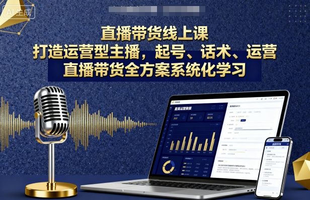 直播带货线上课，打造运营型主播，起号、话术、运营，直播带货全方案系统化学习-财兔窝项目网