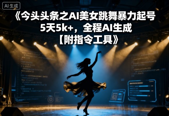 今日头条之AI美女跳舞暴力起号，5天1k+，全程AI生成【附指令工具】-财兔窝项目网