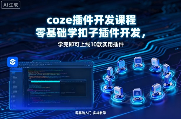 coze插件开发课程，零基础学扣子插件开发，学完即可上线10款实用插件-财兔窝项目网