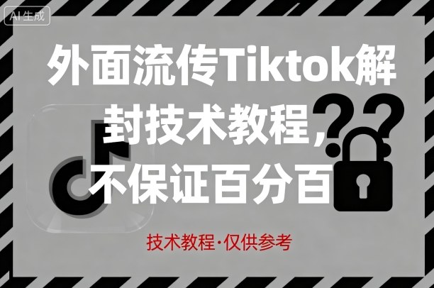 外面流传Tiktok解封技术教程，不保证百分百，具体自测-财兔窝项目网