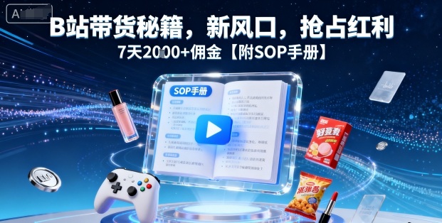 B站带货秘籍，新风口，抢占红利，7天2k+佣金【附SOP手册】-财兔窝项目网