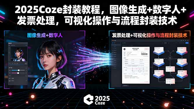 2025Coze封装教程，图像生成+数字人+发票处理，可视化操作与流程封装技术-财兔窝项目网