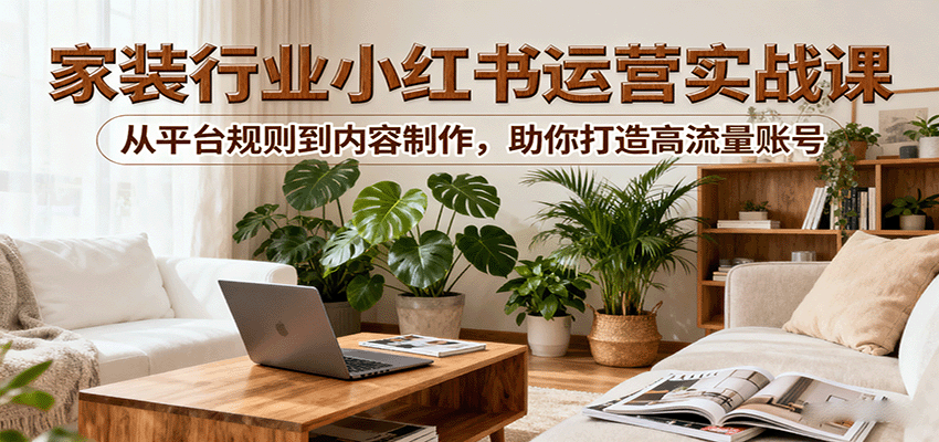小红书家装行业运营实战课：从平台规则到内容制作，助你打造高流量账号-财兔窝项目网