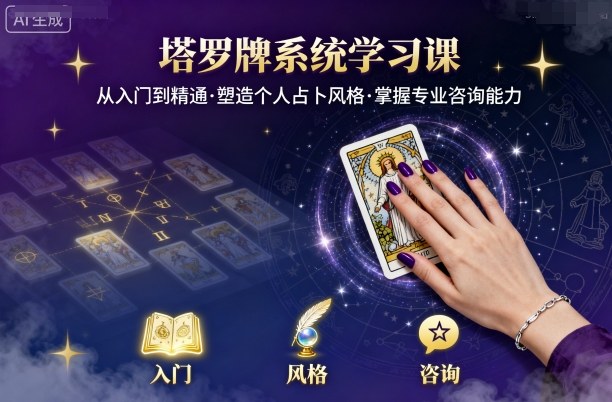 塔罗牌系统学习课，助你从入门到精通，塑造个人占卜风格，掌握专业咨询能力-财兔窝项目网