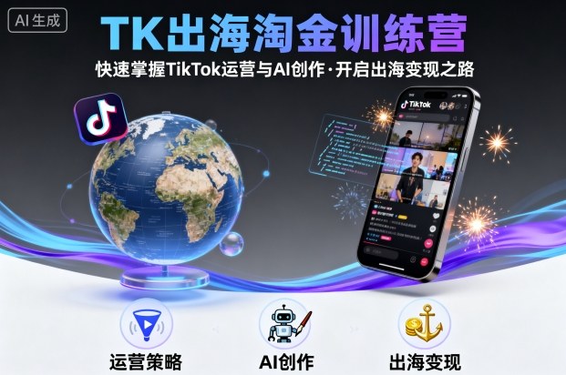 TK出海淘金训练营，助你快速掌握TikTok运营与AI创作，开启出海变现之路-财兔窝项目网