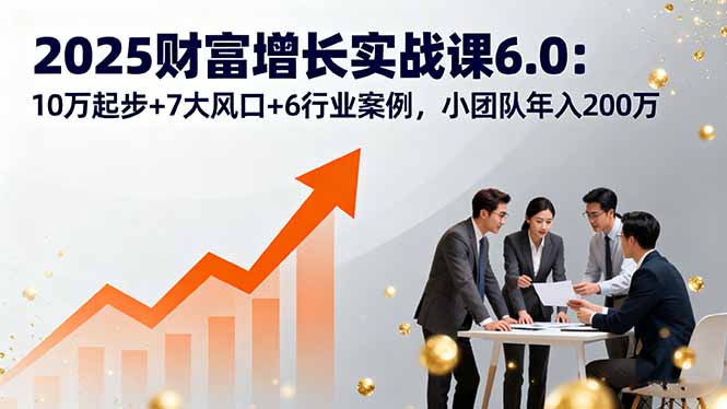 2025财富增长实战课6.0：10万起步+7大风口+6行业案例，小团队年入200万-财兔窝项目网