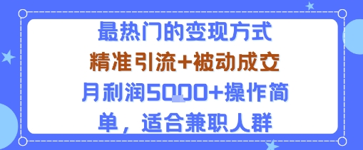 小众赛道玩法：当下最热门的变现方式，精准引流+被动成交月利润5k+操作简单，适合兼职人群-财兔窝项目网