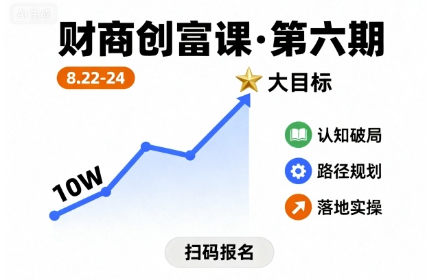 财商创富课第六期8月22-24号，如何从10W起步，一步步实现大目标-财兔窝项目网