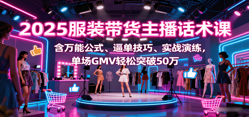 2025服装带货主播话术课，含万能公式、逼单技巧、实战演练，单场GMV轻松突破50万-财兔窝项目网