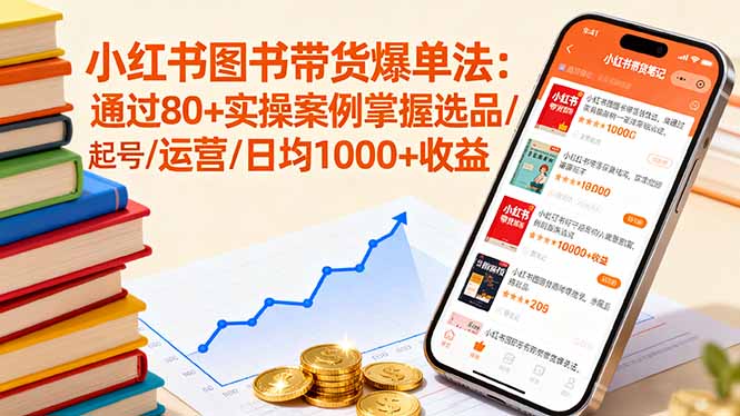 小红书图书带货爆单法：通过80+实操案例掌握选品/起号/运营/日均1000+收益-财兔窝项目网